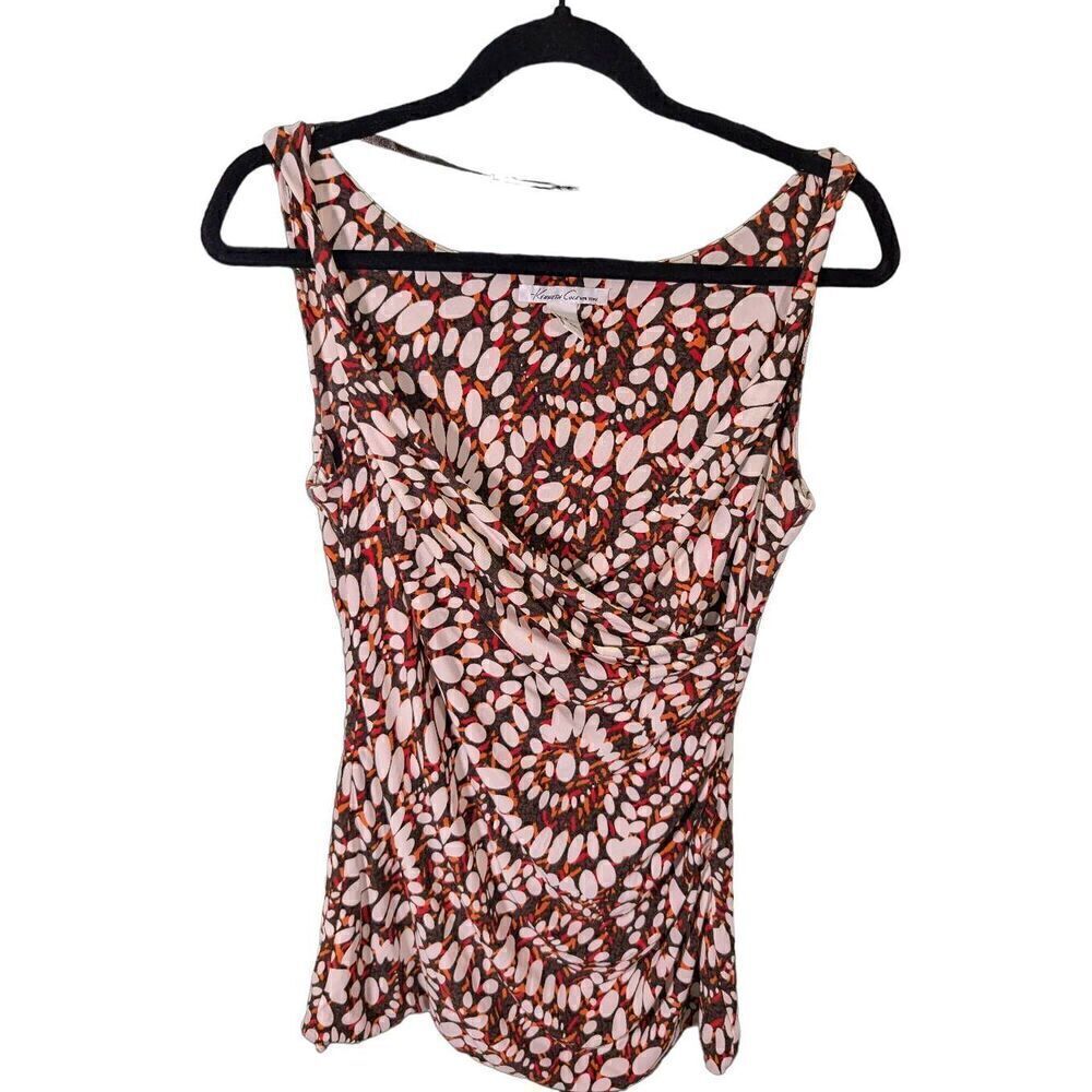 Kenneth Cole Faux Wrap Orange Brown Sleeveless Women's Small